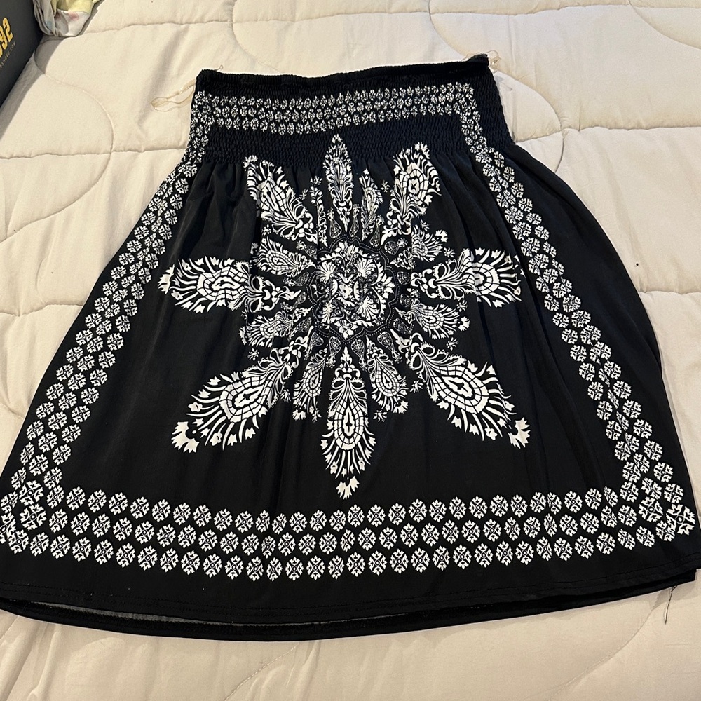 Just Love Black and White Patterned Mini Skirt